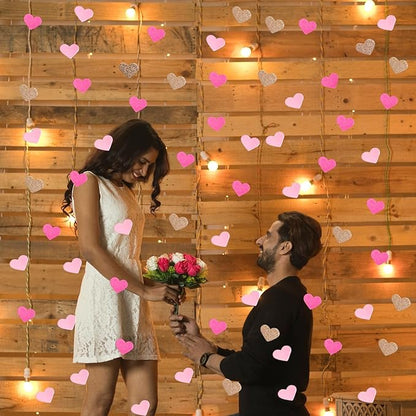 200 Pcs Hot Pink Heart Paper Confetti for Valentine's Day Wedding Baby Shower Birthday Party Table Decoration Supplies