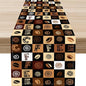 Coffee Theme Table Runner, Rustic Farmhouse Coffee Cup Latte Cappuccino Tea Party Cafe Table Center Decor for Home Kitchen Dining Patio Holiday Party Indoor Outdoor Table Decorations, 13"x108" Inch