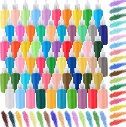 Wettarn 120 Pcs 1.25 oz Sand Art Bottle Kits 60 Colors of Sand and Bottle for Rangoli Art Painting DIY Drawing Favor Diwali Wedding Decoration Vase Glass Crafty Collection (Bright Colors)