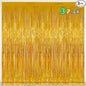 Foil Fringe Curtains Party Decorations - Melsan 3 Pack 3.2 x 8.2 ft Tinsel Curtain Party Photo Backdrop for Birthday Party Baby Shower or Graduation Decorations (Pure Gold)