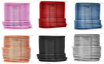 Mandala Crafts 12 Gauge Anodized Aluminum Craft Wire for Jewelry Making - 276 FT Colored Flexible Silver Copper Black Pink Ice Blue Red Wire - Bendable for Bonsai Armature Crafting Sculpting