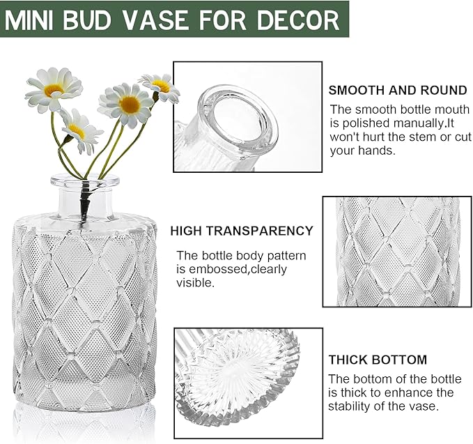 Arme Bud Vase Set of 45, Clear Bud Vases in Bulk, Mini Glass Vases for Flower, Small Flower Vases for Centerpieces, Vases for Decor, Home Wedding Table Décor