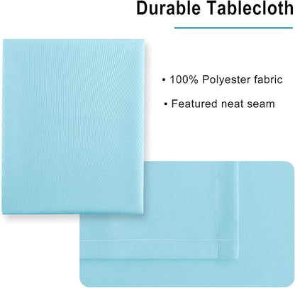 Hiasan Waterproof Tablecloth Rectangle - Washable Fabric Table Cloth for Dining Room Kitchen Birthday Party and Outdoor Use, Sky Blue, 60 x 140 Inch