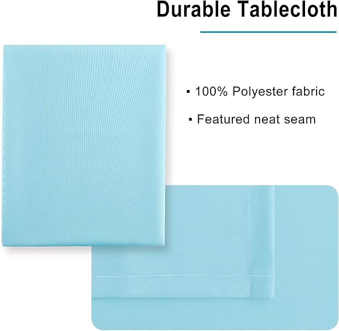 Hiasan Waterproof Tablecloth Rectangle - Washable Fabric Table Cloth for Dining Room Kitchen Birthday Party and Outdoor Use, Sky Blue, 70 x 90 Inch