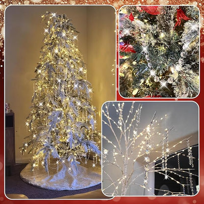 10 PCS Crystal Garland Strands, 33ft Hanging Crystal Strings for Window Curtains Doorway Decorations, Acrylic Clear Diamond Crystal Ornaments for Christmas Tree, Wedding Party Home Chandelier Decor