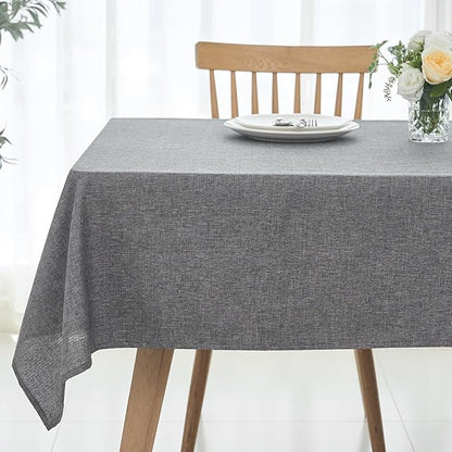 maxmill Rectangle Linen Texture Tablecloth Stain Proof Waterproof Wrinkle Free Washable Dining Table Cloth Wipeable Fabric Table Cover for Dining Room Farmhouse Tablecloths, 60 x 120 Inch, Dark Grey