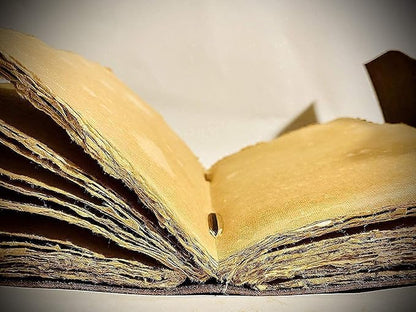 cuero 3 Moon Blue Lapiz Embossed Vintage Leather Journal | 240 Pages of Antique Handmade Deckle Edge Vintage Paper, Leather Sketchbook, Drawing Journal, Great Gift (6 inch by 8 inch, black)