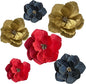 BRT Bearingshui Crepe Paper Flowers Decoration for Wall Total 9 Pcs, Artificial Flowers Backdrop for Wedding Decor Baby Bridal Shower Birthday Party, Red Gold Black 3D Wall Flowers Decor