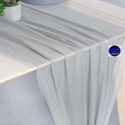 MDS 10 Pack 10ft Chiffon Table Runner 29 x 120 Inches Sheer Wedding Runner Romantic Rustic Table Runner for Wedding Decorations, Birthday Parties, Bridal Shower Party Arch Decor - Gray