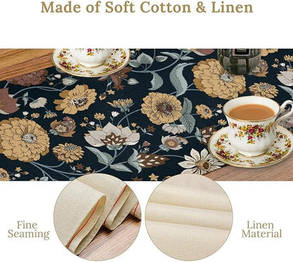 Boho Floral Table Runner Bohemian Floral Vintage Home Kitchen Dining Table Decoration 13x70 Inch 1PCS