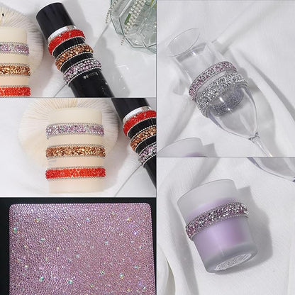 Rhinestone Ribbon 3 Yards Self Adhesive Rhinestone Strips Diamond Ribbon Sticker Crystal Roll Glitter Bling Rhinestones Tape for Crafting DIY Art Decoration (Purple,0.4 Inch)