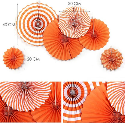 Easy Joy 14 Pcs Fall Party Decorations, Orange Hanging Paper Fans Autumn Paper Pompoms Lanterns Maple Leaves Bunting Garlands for Thanksgiving Celebration, Birthday Decor