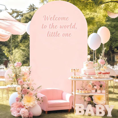 6FT Dusty Rose Arch Cover - Polyester Fitted Wedding Arch Stand Covers Round Top Chiara Arch Backdrop Cover for Birthday Party Banquet Photo Background Decoration