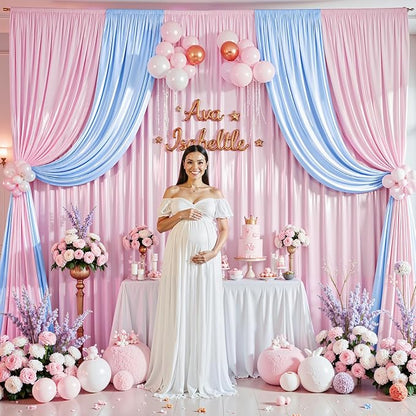 Pink Satin Backdrop Curtains 2 Panels - Glitter Photo Drapes for Baby Shower, 10x10FT Shimmer Back Drop Cloth, Wrinkle Free for Birthday Party Prom Wedding Photography Background