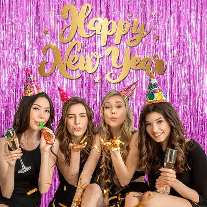 5 Pack Foil Curtain Backdrop Metallic Tinsel Foil Fringe Curtains Photo Booth Props for Birthday Wedding Engagement Baby Shower Bachelorette Christmas Holiday Celebration Party Decorations