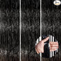 PartyWoo Black Streamers Tinsel Backdrop Curtain 3pcs 8.2ft Foil Fringe Curtain for Black History Month Juneteenth Gothic Wedding Retirement Halloween Cow Print Theme Party Celebration Decorations