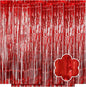 5 Pack Red Foil Curtain Backdrop 3.2ft x 9.8ft Metallic Tinsel Foil Fringe Curtains Streamer Photo Booth Backdrop for Birthday Party Engagement Bachelorette Party Decorations (Red)