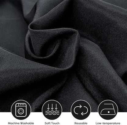Surmente 5 Pack Black Tablecloth 90 x 132-inch Rectangular Polyester Table Cloth for Weddings, Banquets, or Restaurants