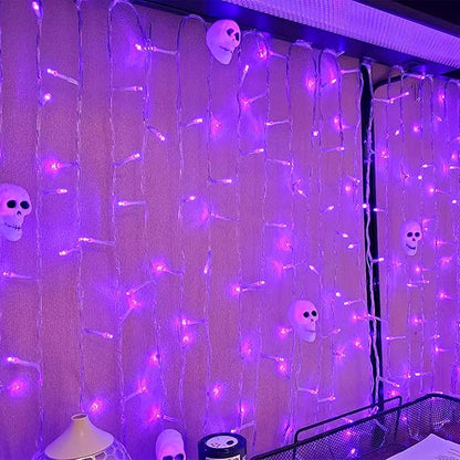 YEGUO 165ft 500 LED Halloween Lights Outdoor Waterproof, Purple String Lights Indoor Plug in, 8 Modes Clear Wire Purple Lights for Halloween Holiday Home Tree Garden Patio Decor