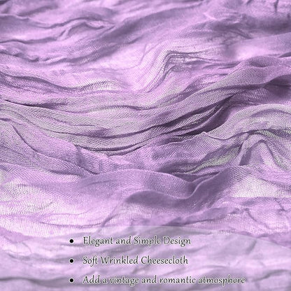 10-Pack Lilac Cheesecloth Table Runners – 10FT (35x120 Inch) Boho Rustic Gauze Fabric Cheese Cloth Table Runner for Weddings, Baby Showers, Bridal Shower, Farmhouse & Birthday Party Decor