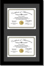 Creative Picture Frames 10X16Bk-B Black Vertical Double Diploma Frame With 2 Opening Black Matting | Holds 2-6X8-Inch Documents With Installed Wall Hanger