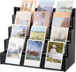 4 Tier Greeting Card Display Stand Black Bamboo and Acrylic Sticker Display Stand Trading Card Holder Retail Photos Shelf for Vendors Craft Collection & Show