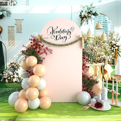 bricia Wedding Arch Backdrop Stand Cover, 6.6FT Double Sided Stretchy Arch Cover Fitted Wedding Birthday Party Banquet Decoration (Blush Pink 79.2''Lx39.6''W)