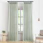 Vision Home Soft Green Pinch Pleated Semi Sheer Curtains Textured Linen Blended Light Filtering Window Curtains 112 inch for Living Room Bedroom Pinch Pleat Drapes with Hooks 2 Panels 40" Wx112 L