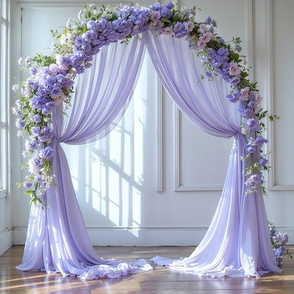 Wedding Arch Draping Fabric,1 Panel 18FT Purple Sheer Chiffon Curtain Drapes 6 Yards for Wedding Ceremony Birthday Party Decoration