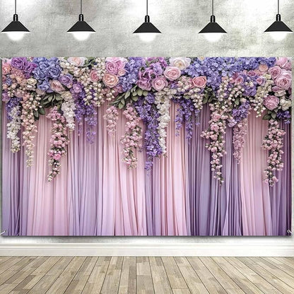 12x10ft Purple Flower Wedding Photography Backdrop Lavender Floral Wedding Bridal Photography Backdrop Anniversary Birthday Baby Shower Girl Party Banner Photo Booth Props Background Wall Decor