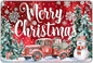 Christmas Truck Metal Tin Sign Merry Christmas Sign Funny Snowman Tin Sign Christmas Tree House Decoration for Indoor Home House Decor Party Supplies 8x12Inch