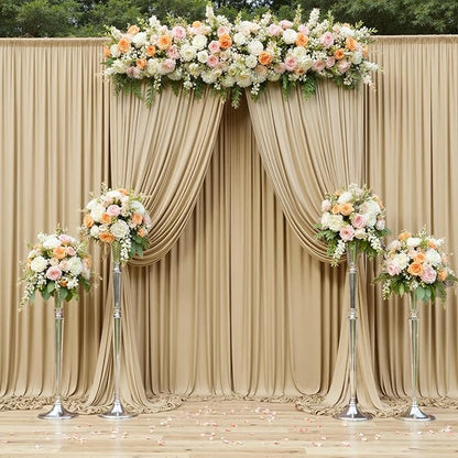 8 Panels Beige Backdrop Curtains for Party Background, Wrinkle Free Beige Photo Curtains Backdrop Drapes Back Drop Cloth for Wedding Birthday Photography Baby Shower Decor, 40ftx10ft