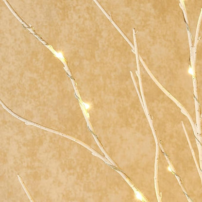 Fudios Lighted Branches Plug in 32IN 200 LED Mantle Winter Decor, White Twig Branch Lights for Christmas Holiday Party Indoor Outdoor