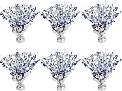 6 Pack Star Table Centerpieces for Party, Birthday Table Decorations for Kids Adults, Party Centerpieces for Tables for Wedding Baby Shower Graduation Holiday Event (Silver NavyBlue)
