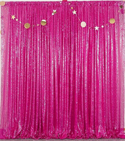 JYFLZQ Hot Pink Sequin Backdrop Curtain 8x8ft(WxH) 1 Panel Fuchsia Glitter Photo Booth Photography Backdrop Background Shimmer Wall Backdrop Party Decorations