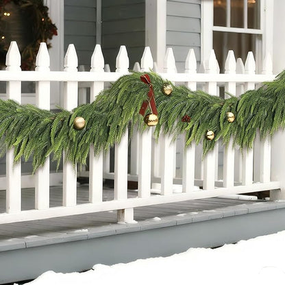 5FT Christmas Norfolk Pine Garland -1PCS, Artificial Pine Needles Garlands Faux Greenery Fake Garland for Holiday Fireplace,Table,Window,Stairs,Mante,Indoor Outdoor Decor