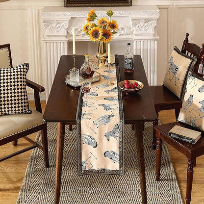 patdrea Designer Elegant Wild Animals Velvet Table Runner, Beige Brown with Zebra Texture Pattern Table Mat, Decoration for Kitchen Dining Coffee Table Cabinet Banquet Thanksgiving,12"*102"