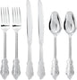 300Pieces Silver Plastic Silverware - Heavy Duty Silver Disposable Utensils - Fancy Plastic Cutlery Set Includes 100 Forks, 100 Spoons, 100 Knives for Dinner Parties Weddings