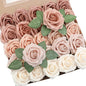 Floroom Artificial Flowers 25pcs Real Looking Morandi Peach Ombre Colors Foam Fake Roses with Stems for DIY Wedding Bouquets Bridal Shower Floral Centerpieces Party Tables Home Decorations