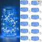 btfarm 12 Pack Fairy Lights Battery Operated [3 Modes], 7ft 20 Led Twinkle Lights String Lights Waterproof Bulk Small Mini Silver Wire for Mason Jars Vases Wedding Table Centerpiece, Blue
