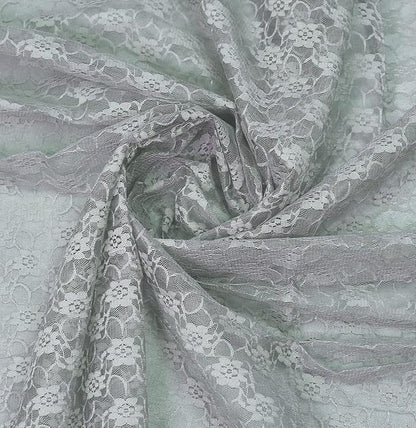 MDS Pack of 15 Wedding 12 x 108 inches Lace Table Runner for Wedding, Decorations for Birthday Parties, Banquets, Graduations, Engagements, and Runners fit Rectangle, Round Table- Silver Gray