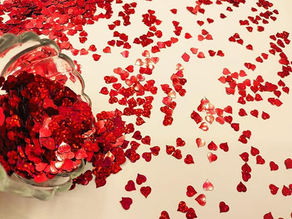 4000Pcs Hearts Shape Glitter Cute Sprinkle Party Confetti Table Decoration for Valentine's Day, Celebration, Wedding, Engagement Supplies (Red Hearts)