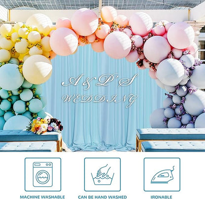 MEETSKY Baby Blue Backdrop Curtain for Baby Shower Parties Light Blue Photo Curtains Backdrop Drapes Fabric Decoration for Boys Teens Men Birthday Party Photography 5ft x 7ft,2 Panels