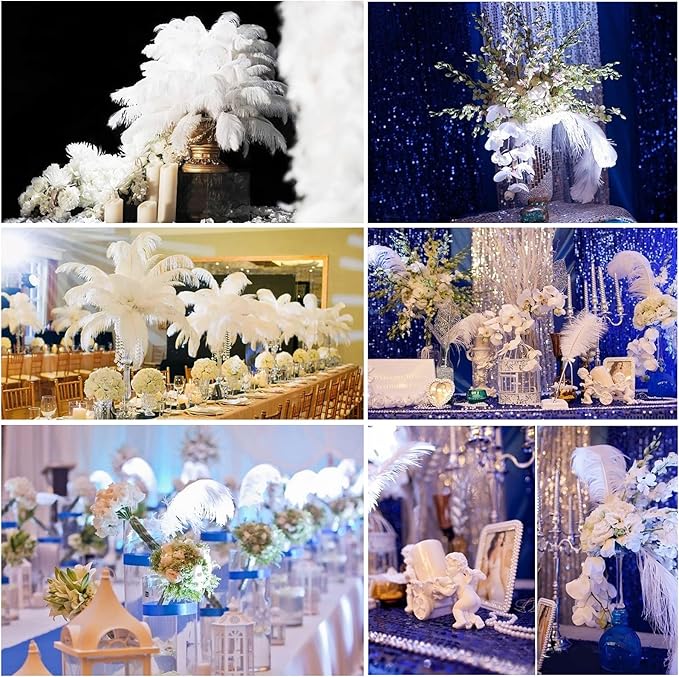 THARAHT Black Ostrich Feathers 12pcs Large Natural Bulk 16-18Inch 40cm-45cm for Wedding Party Centerpieces Halloween and Home Decoration Feathers