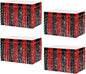 4P Wavy Metallic Tinsel Foil Fringe Table Skirts for Rectangle Tables Backdrop Garland Curtains for Parade Floats Wedding Birthday Parties Decoration Graduation 2025 Christmas (Black Red)