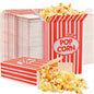 Xinnun 200 Pcs Paper Popcorn Boxes 1 oz Close Top Oil Proof Disposable Popcorn Container 6 x 4 x 2 Inch Stripes Leak Proof Popcorn Boxes for Party Movie Party Theater Night Birthday (Red)