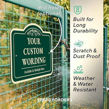 Custom Outdoor Metal Signs - Personalized Aluminum, Driveway Signs - Waterproof USA Made, Forest Green 18x12 In