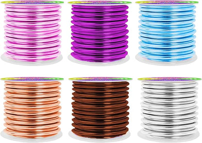 Mandala Crafts 8 Gauge Anodized Aluminum Craft Wire for Jewelry Making - 120 FT Colored Flexible Silver Copper Purple Pink Brown Ice Blue Wire - Bendable for Bonsai Armature Crafting Sculpting