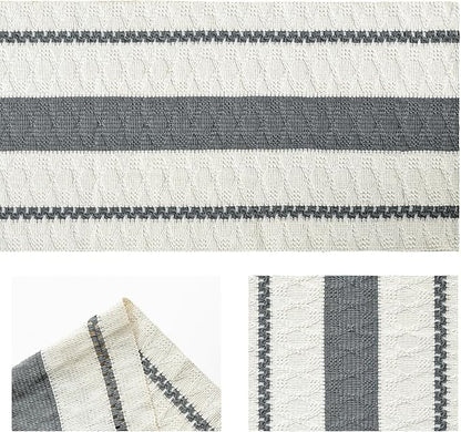 Artoid Mode Dark Grey Farmhouse Woven Rustic Table Runner, Seasonal Holiday Hollow Kitchen Dining Table Decoration for Home Party Decor 12x60 Inch