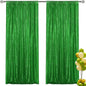 Green Sequin Backdrop Curtain 2 Pieces 2FTx8FT Glitter Photography Backdrop for Party Wedding Birthday Christmas Decorations